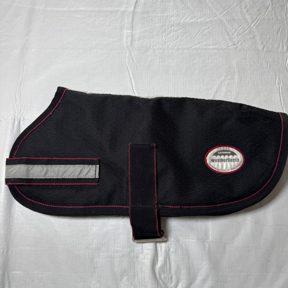 WeatherBeeta Black Reflective Dog Coat Padded Winter Jacket 45cm 18in